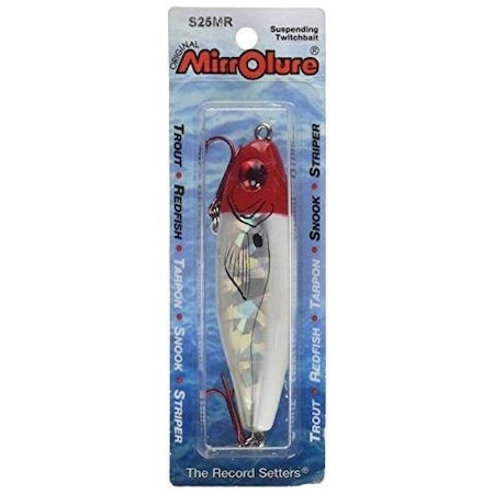 Mirrolure Series Iii Catch 5 Suspending Twitchbait, 3 12 34 Oz, Red HeadWhite Back  BellySilver S25MR-11